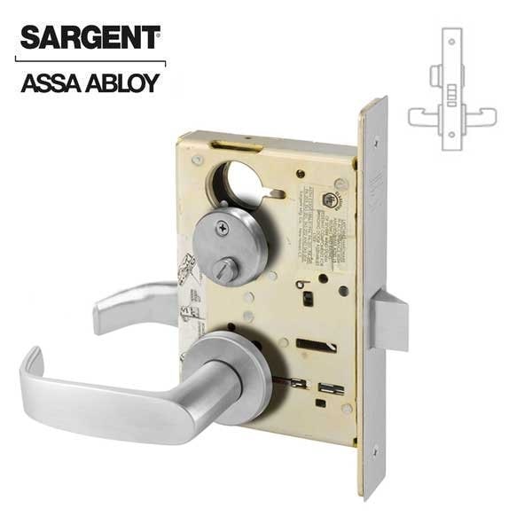 Sargent 8200 Series Mortise Lock Mechanical Privacy Bedroom or Bath LN Trim L Rose Satin Chrome Plated Finis SRG-8265-LNL-26D - main
